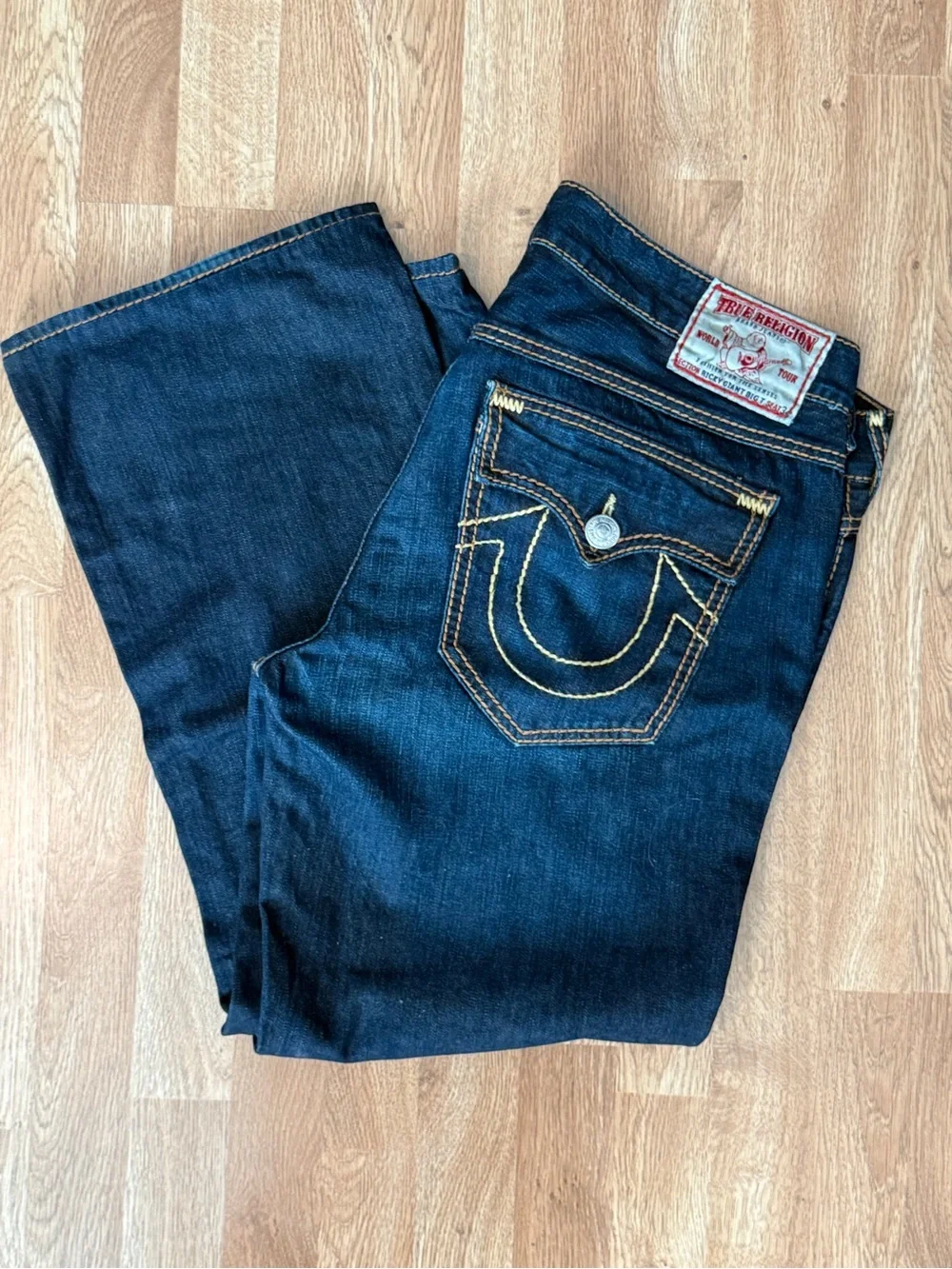 True Religion Ricky Giant Big T Jeans Men’s 40 Made in USA Dark Wash